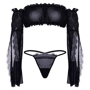 Set Leg Avenue Mesh Bandeau Negru pe Denysa.ro
