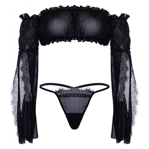 Set Leg Avenue Mesh Bandeau Negru pe Denysa.ro