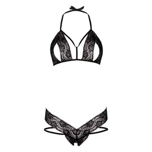 Set Leg Avenue Strappy Lace Negru pe Denysa.ro