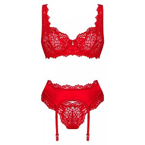 Set Obsessive Amor Cherris 3 Piese Rosu L-XL