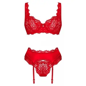 Set Obsessive Amor Cherris 3 Piese Rosu L-XL