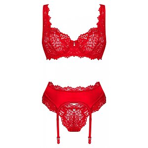 Set Obsessive Amor Cherris 3 Piese Roșu L-XL