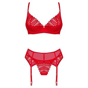 Set Obsessive Ingridia 3 Piese Roșu M-L