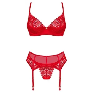 Set Obsessive Ingridia 3 Piese Rosu XL-2XL