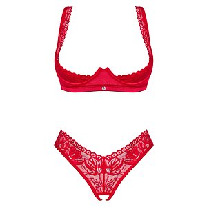 Set Obsessive Lacelove Cupless Roșu M-L