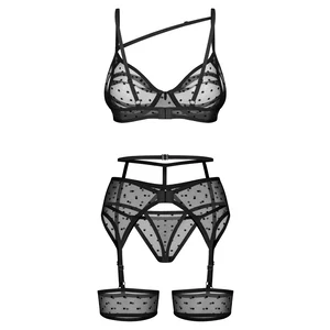 Set Obsessive Suspender Nuites Negru L-XL