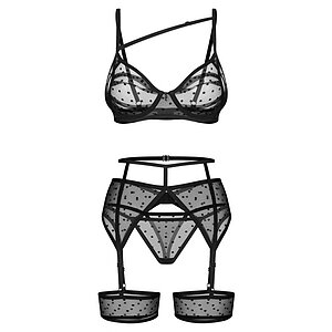 Set Obsessive Suspender Nuites Negru L-XL