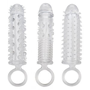 Prelungitoare Pentru Penis Set Prelungitoare Textured Extension Transparent