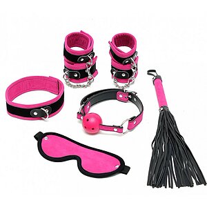 Set Rimba Velcro Soft Bondage Starter Set Roz Negru pe Denysa.ro