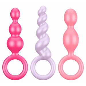 Pluguri Anale Cu Inel Pentru Scoatere Plug Anal Pentru Incepatori Set Silicone