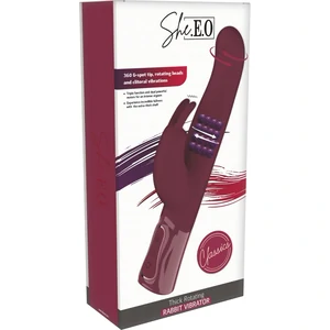 She.E.O Rabbit Rotativ Reîncărcabil — 10 Vibrații, 3 Rotații Vișiniu
