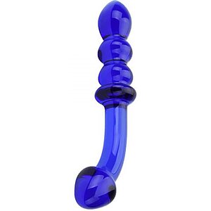 Spectrum Ribbed Punctul G Glass Dildo Albastru pe Denysa.ro