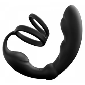 Inel Dublu Prostata Pentru Erectie Si Ejaculare Intarziata Stimulator Prostata Negru Cu Telecomanda