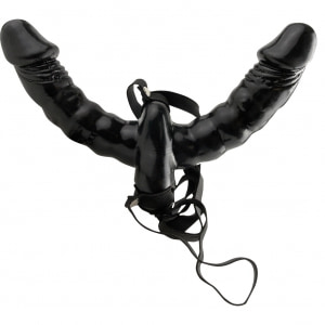Strap-On Cu Vibrații Double Delight Negru pe Denysa.ro