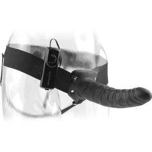 Strap On Cu Vibrații Hollow 20.3cm Negru
