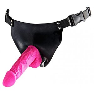 Curea Strap On Realista Cu Vibrator Roz