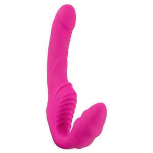 Strapless Strap On Cu 2 Vibratoare Reîncărcabil Roz pe Denysa.ro