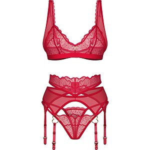 Suspender Set Obsessive Cupide Desir Roșu L-XL