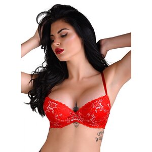 Sutien Daring Intimates Demi Bra Floral Lace Rosu XS