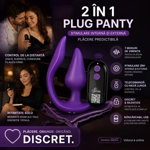Sweet Smile Plug Panty 2în1, Reîncărcabil, 7 Moduri Mov