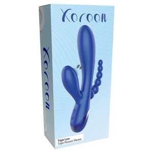 Triple Love Vibrator Rabbit Multifuncțional Albastru