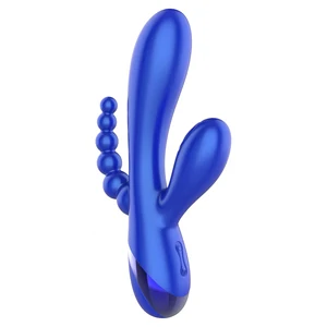 Triple Love Vibrator Rabbit Multifuncțional Albastru