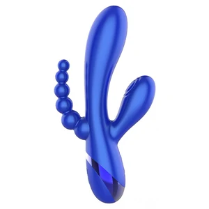 Triple Love Vibrator Rabbit Multifuncțional Albastru