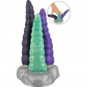 Triplu Tentacul 3-în-1 — Ventuză Puternică, Silicon Argintiu pe Denysa.ro