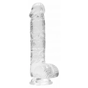 Dildo Realist Transparent Ventuza 17cm Dildo Cu Testicule Si Ventuza Transparent