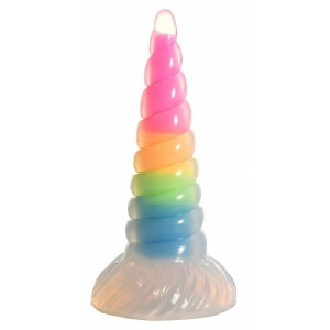 UniGlow Horn — Dildo silicon Fosforescent 20 cm Multicolor pe Denysa.ro