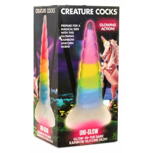 UniGlow Horn — Dildo silicon Fosforescent 20 cm Multicolor