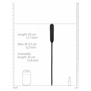 Vibrating Plug Extra Long Urethral Sounding Negru