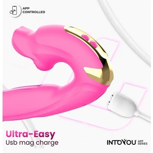 Vibrator App Control Stimulator Clitoridian cu Limbă Mușcătoare Roz