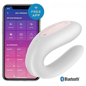Vibrator Cuplu Satisfyer Double Joy Alb pe Denysa.ro
