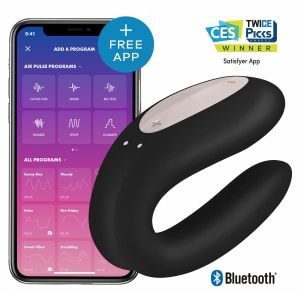 Vibrator Cuplu Satisfyer DoubleJoy Negru Vibrator Cuplu Satisfyer DoubleJoy Negru pe Denysa.ro