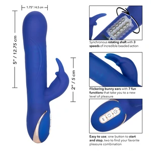 Vibrator Silicone Rotating Rabbit Albastru