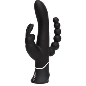 Vibrator Triplu Happy Rabbit Negru pe Denysa.ro