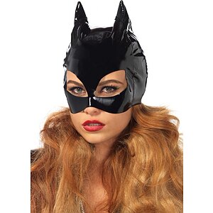 Vinyl Cat Woman Mask Negru