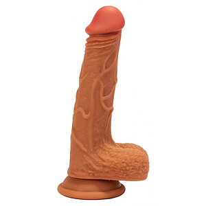 X-MEN 8.3 inch Double Layer Silicone Dildo Brown pe Denysa.ro