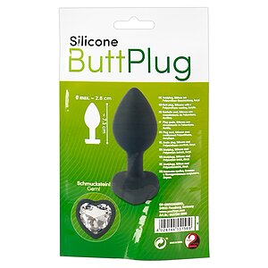 You2Toys Dop Anal Compact Din silicon cu Piatră Inimă 7.3cm Negru