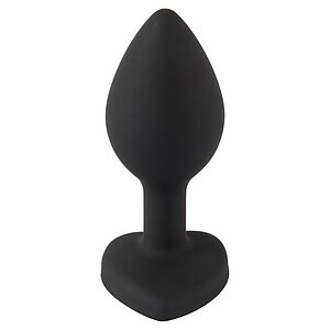 You2Toys Dop Anal Compact Din silicon cu Piatră Inimă 7.3cm Negru