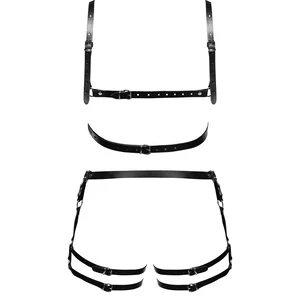 ZADO Set Hamuri Din Piele Reglabile cu Detalii Metalice M-L Negru M-L