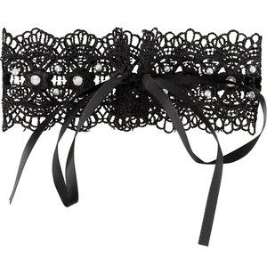 Zgardă Choker Rhinestones Negru