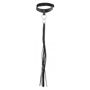 Accesoriu Bondage Choker Negru Reglabil Zgarda Cu Lesa Maze Tassel Choker Negru