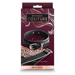 Zgardă și Lesă Bondage Couture NS Novelties — Reglabil Negru