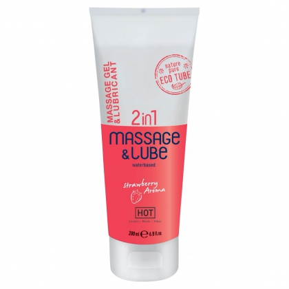 Gel HOT 2în1 Masaj Și Lubrifiant Căpșuni