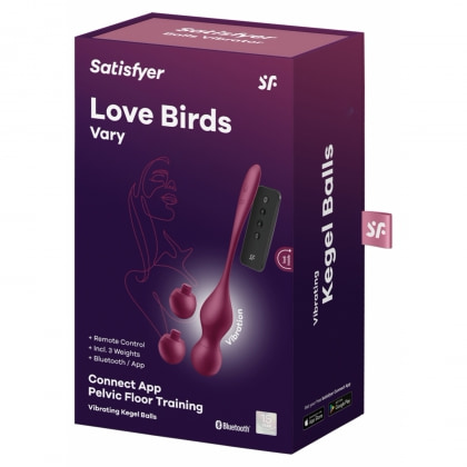 Satisfyer Love Birds Vary Set Kegel Reîncărcabil 3 Greutăți Vișiniu