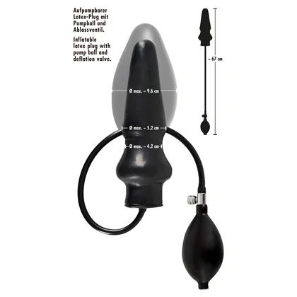 Anal Plug Latex Gonflabil 19.5cm Negru
