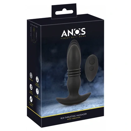 ANOS Plug Anal Vibrator Thrusting — 10 Vibraţii, 6 Împingeri Negru