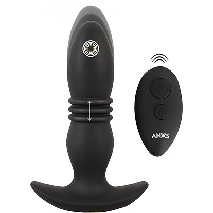 ANOS Plug Anal Vibrator Thrusting — 10 Vibraţii, 6 Împingeri Negru